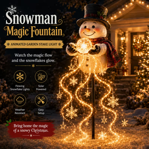 Solar snowman garden stake light with flowing snowflake Christmas lights