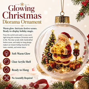 Glowing Christmas Diorama Ornament - detail view