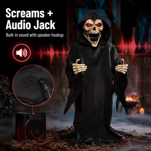 Screaming Reaper Pop-Up Animatronic - detail view