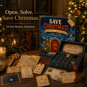 Winter Cabin mystery advent calendar with a snowy story theme