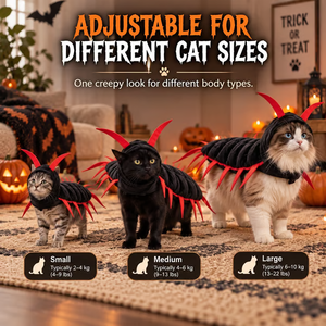 Size guide showing small, medium and large cat weight ranges