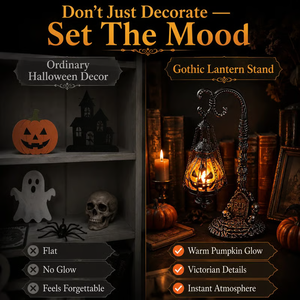 Gothic Pumpkin Lantern Stand - detail view