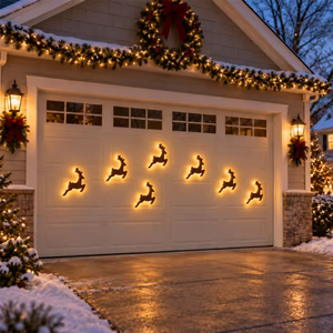 Warm glowing Christmas wall decoration in a bedroom