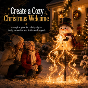 Cosy Christmas welcome with the glowing snowman garden light