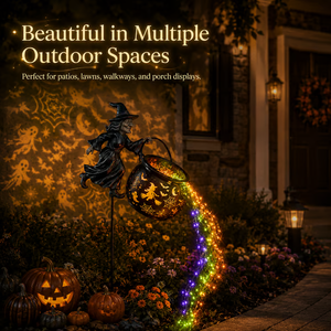 Halloween Witch Cauldron Garden Light - detail view