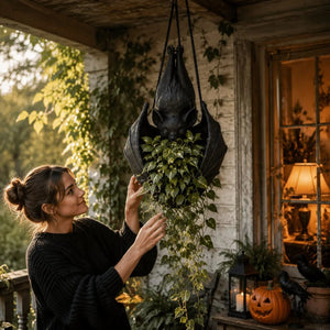 Hanging bat planter styled in a modern room