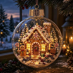 Glowing Christmas Diorama Ornament - Gingerbread House
