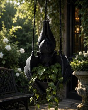 Bat wing planter detail showing the sturdy hanging loop