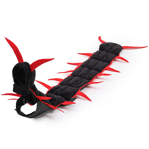 Detail view of the padded centipede body and antennae