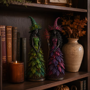 Enchanted Autumn Witch Figurine - detail view