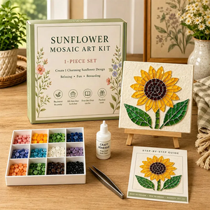 Sunflower mosaic art kit with a bright floral mosaic design