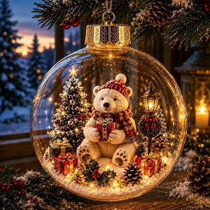 Glowing Christmas Diorama Ornament - Polar Bear