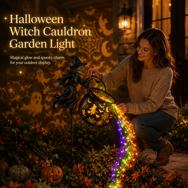 Halloween Witch Cauldron Garden Light - Buy 1
