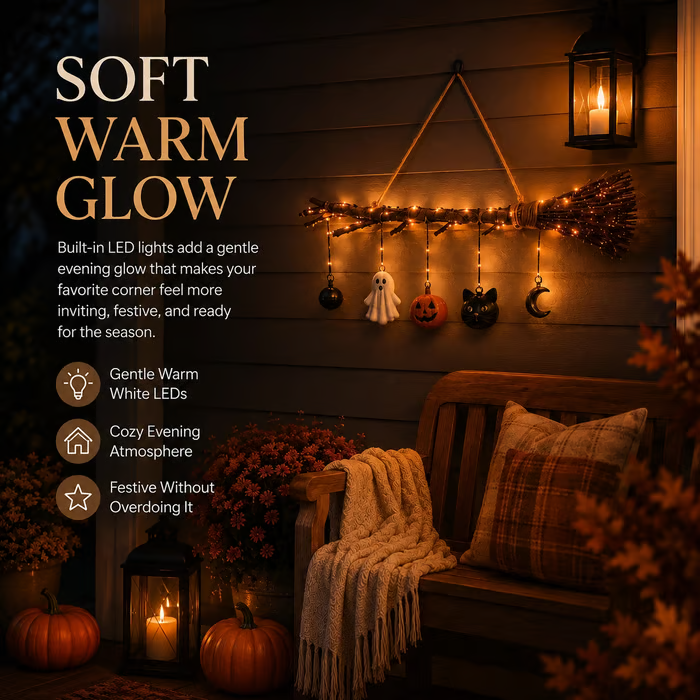 Lighted Fall Broom Wall Hanging - Buy 1, Buy 2, Buy 3