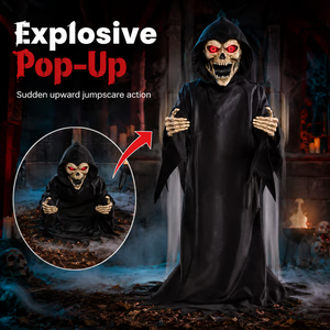 Screaming Reaper Pop-Up Animatronic - detail view