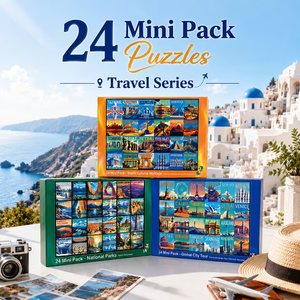 24-day jigsaw puzzle advent calendar box with 24 numbered mini packs