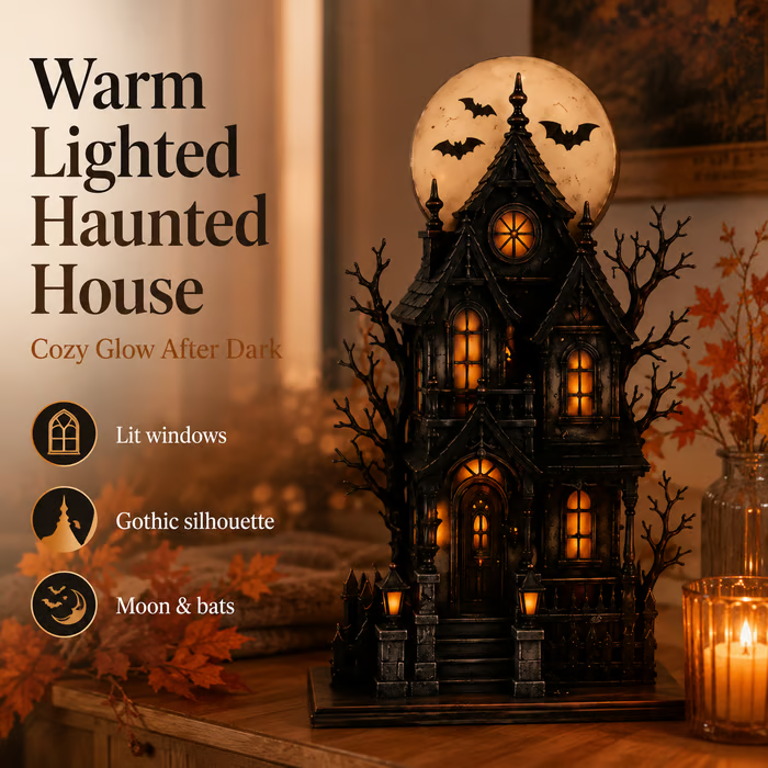 Lighted Halloween Figurine Collection - Lighted Haunted House