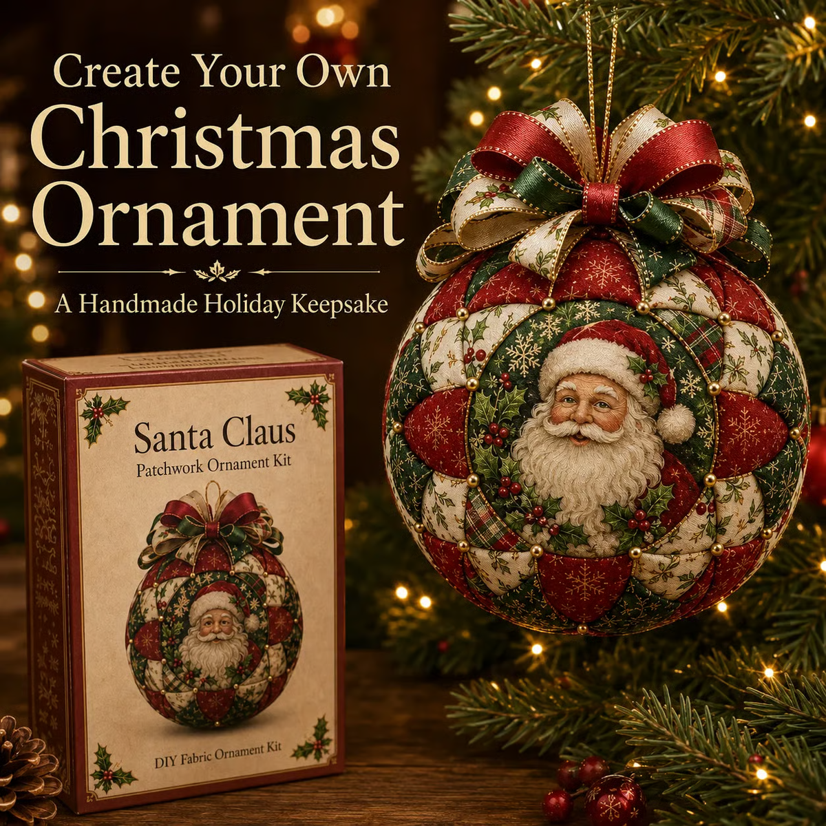 Christmas Patchwork Ornament DIY Kit - Santa Claus