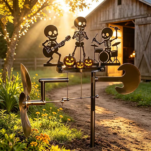 Halloween Skeleton Drummer Wind Spinner - detail view