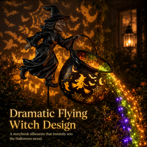 Halloween Witch Cauldron Garden Light - Buy 2
