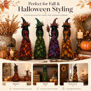 Enchanted Autumn Witch Figurine - detail view