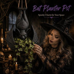 Wide winged bat plant pot hanging from a branch