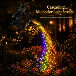 Halloween Witch Cauldron Garden Light - detail view