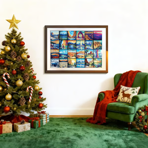 Illustrated travel artwork detail from the jigsaw puzzle