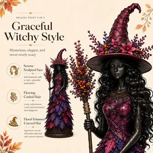 Enchanted Autumn Witch Figurine - detail view