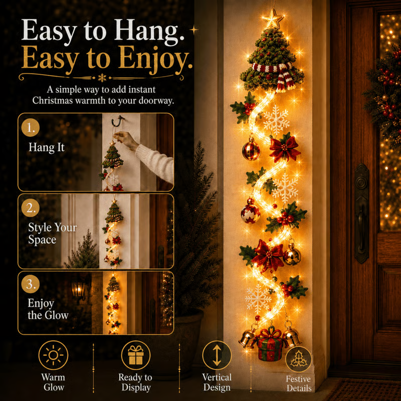 Easy to hang Christmas door hanger with a simple hanging loop