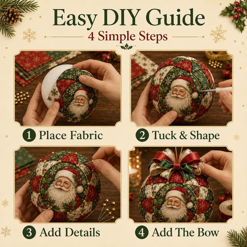 Christmas Patchwork Ornament DIY Kit - detail view