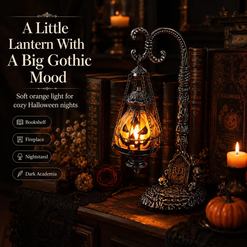 Gothic Pumpkin Lantern Stand - detail view