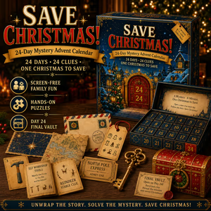 Hands-on mystery puzzle pieces and clues from the advent calendar