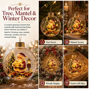 Glowing Christmas Diorama Ornament - detail view