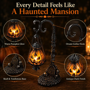 Gothic Pumpkin Lantern Stand - detail view