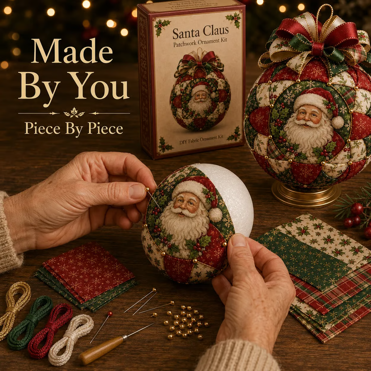 Christmas Patchwork Ornament DIY Kit - detail view