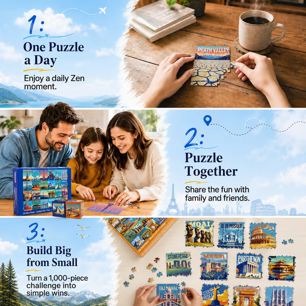One puzzle a day concept shown on the advent calendar packaging