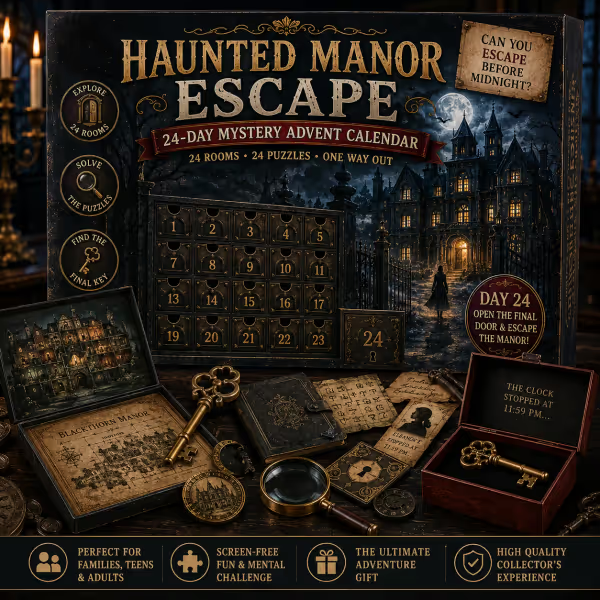 Haunted Manor mystery advent calendar with an eerie escape theme