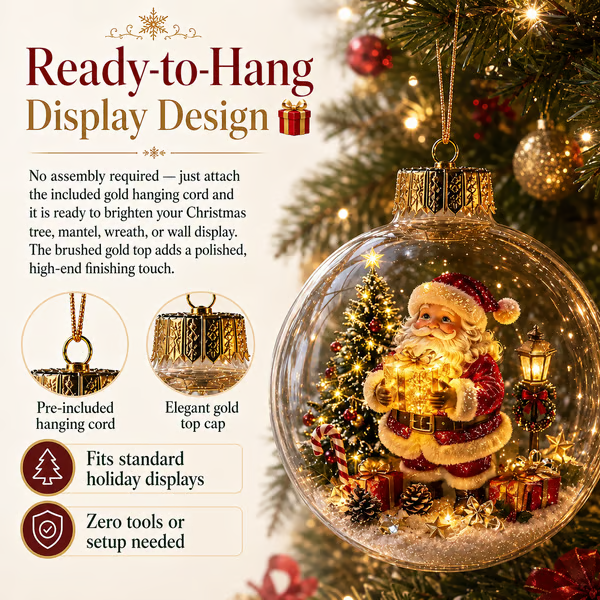 Glowing Christmas Diorama Ornament - detail view
