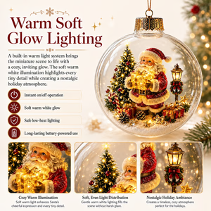 Glowing Christmas Diorama Ornament - detail view