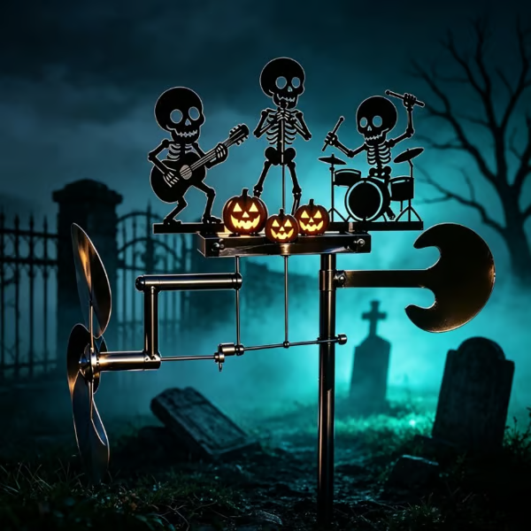 Halloween Skeleton Drummer Wind Spinner - detail view