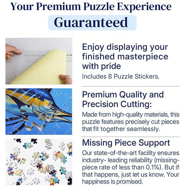 Premium puzzle quality and precision cutting details