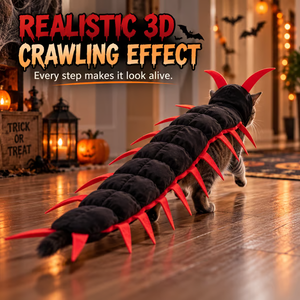 Padded body of the centipede costume creating a realistic crawling effect