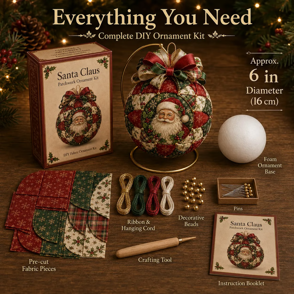 Christmas Patchwork Ornament DIY Kit - detail view