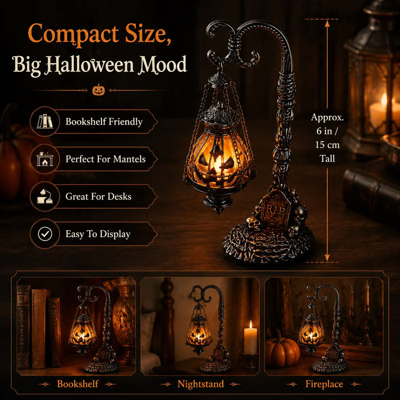 Gothic Pumpkin Lantern Stand - detail view