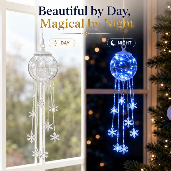 Glowing snowflake decoration creating a cosy winter atmosphere at home