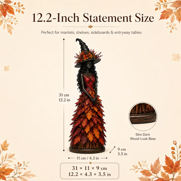 Enchanted Autumn Witch Figurine - detail view