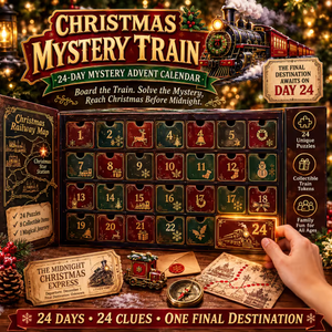 Christmas Mystery Train advent calendar with a holiday journey theme