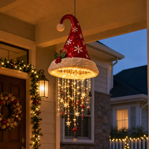 Lighted Santa Hat Hanging Chandelier - detail view