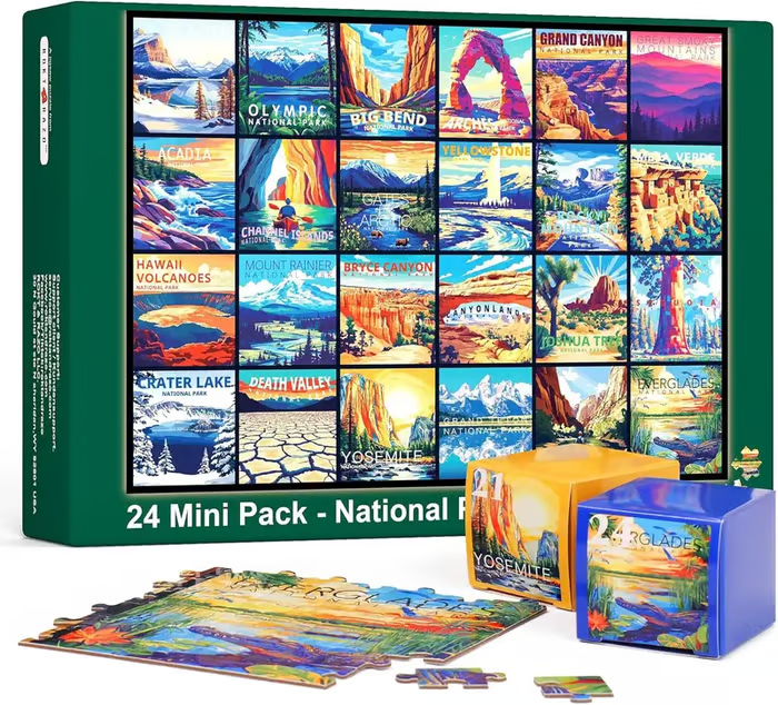 National Parks edition showing Grand Canyon, Bryce Canyon and Volcanoes artwork